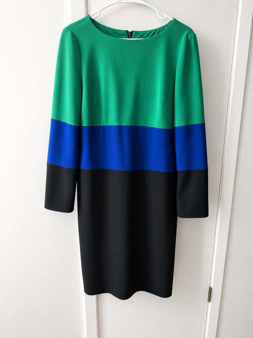 Adrianna Papell Tritone Colorblock Long Sleeve Sheath Dress